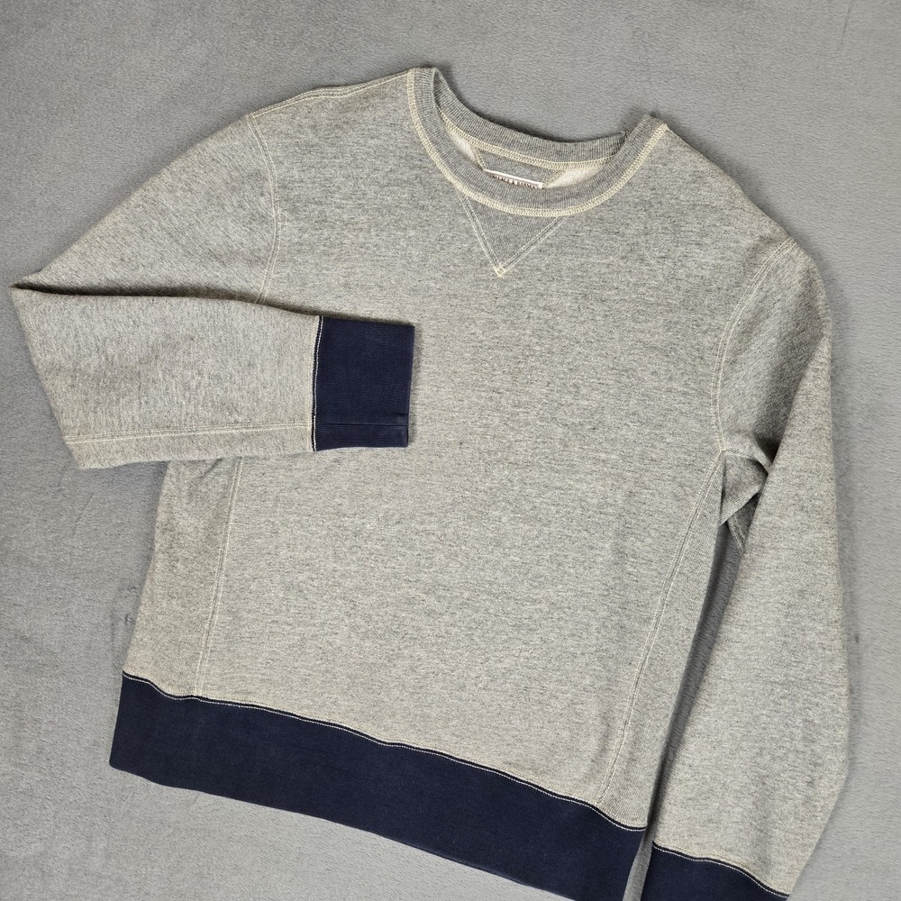 J Crew Wallace Barnes Sweatshirt Mens Medium Heritage Double V Gray Crew Retro - Picture 1 of 8